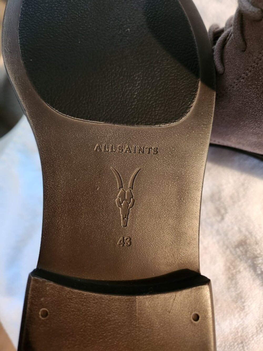 NWOB AllSaints Men's Suede Lace Up Cap Toe Boots Taupe Grey Sz 43 US 10 - Picture 4 of 4